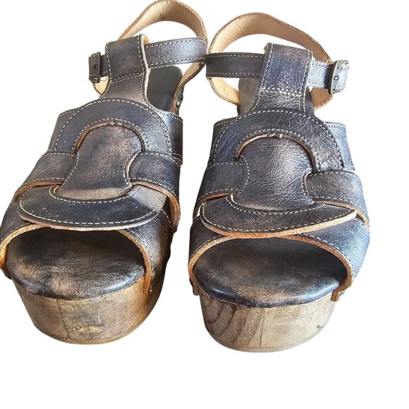 Bed Stu Caitlin F376002 Womens Brown Leather Hook & Loop Heeled Sandals Shoes - Picture 6 of 11